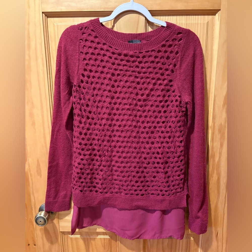 The Limited open knit lined relaxed fit pullover sweater crew neck wmns Tall S